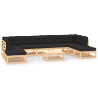 vidaXL 10-tlg. Garten-Lounge-Set mit Kissen Massivholz...