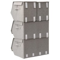 vidaXL 4-tlg. Aufbewahrungsboxen-Set Stapelbar Stoff Grau