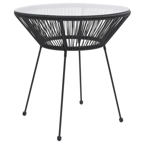 vidaXL Garten-Esstisch Schwarz &Oslash;70x74 cm Rattan und Glas