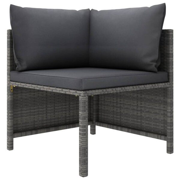 vidaXL Modulares Ecksofa mit Kissen Grau Poly Rattan