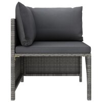 vidaXL Modulares Ecksofa mit Kissen Grau Poly Rattan