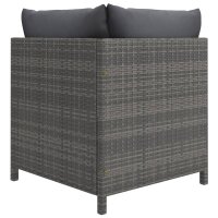 vidaXL Modulares Ecksofa mit Kissen Grau Poly Rattan