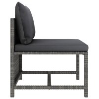 vidaXL Modulares Mittelsofa mit Kissen Grau Poly Rattan