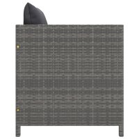 vidaXL Gartensofa mit Kissen Grau Poly Rattan