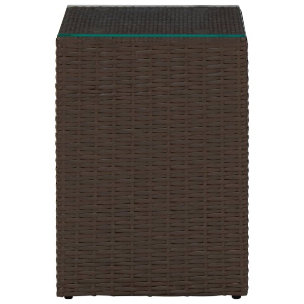 vidaXL Beistelltisch mit Glasplatte Braun 35x35x52 cm Poly Rattan