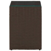 vidaXL Beistelltisch mit Glasplatte Braun 35x35x52 cm Poly Rattan