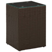 vidaXL Beistelltisch mit Glasplatte Braun 35x35x52 cm Poly Rattan