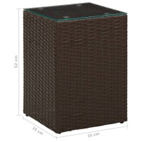 vidaXL Beistelltisch mit Glasplatte Braun 35x35x52 cm Poly Rattan