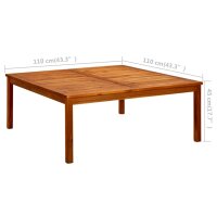 vidaXL Garten-Couchtisch 110x110x45 cm Massivholz Akazie