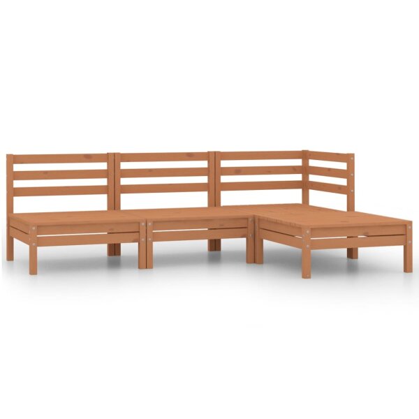 vidaXL 4-tlg. Garten-Lounge-Set Massivholz Kiefer Honigbraun