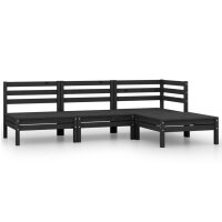 vidaXL 4-tlg. Garten-Lounge-Set Massivholz Kiefer Schwarz