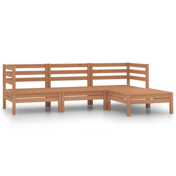 vidaXL 4-tlg. Garten-Lounge-Set Massivholz Kiefer Honigbraun