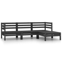 vidaXL 4-tlg. Garten-Lounge-Set Massivholz Kiefer Schwarz