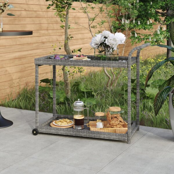 vidaXL Barwagen Grau 100x45x83 cm Poly Rattan