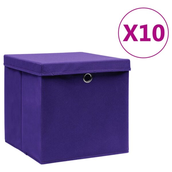 vidaXL Aufbewahrungsboxen mit Deckeln 10 Stk. 28x28x28 cm Lila