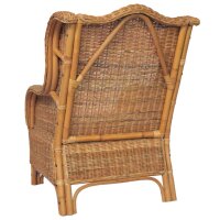 vidaXL Sessel mit Kissen Hellbraun Natur-Rattan und Leinen