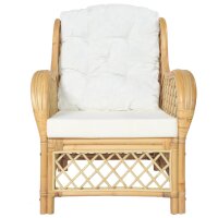 vidaXL Sessel mit Kissen Natur-Rattan und Leinen