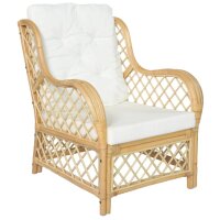 vidaXL Sessel mit Kissen Natur-Rattan und Leinen