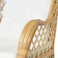 vidaXL Sessel mit Kissen Natur-Rattan und Leinen