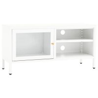 vidaXL TV-Schrank Wei&szlig; 90x30x44 cm Stahl und Glas