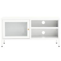 vidaXL TV-Schrank Wei&szlig; 90x30x44 cm Stahl und Glas