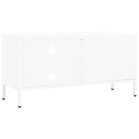 vidaXL TV-Schrank Wei&szlig; 90x30x44 cm Stahl und Glas