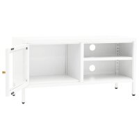 vidaXL TV-Schrank Wei&szlig; 90x30x44 cm Stahl und Glas