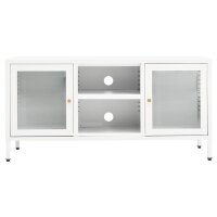 vidaXL TV-Schrank Wei&szlig; 105x35x52 cm Stahl und Glas