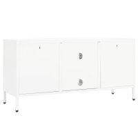 vidaXL TV-Schrank Wei&szlig; 105x35x52 cm Stahl und Glas