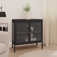 vidaXL Sideboard Schwarz 70x35x70 cm Stahl und Glas