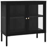 vidaXL Sideboard Schwarz 70x35x70 cm Stahl und Glas