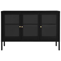 vidaXL Sideboard Schwarz 70x35x70 cm Stahl und Glas