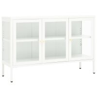 vidaXL Sideboard Weiß 105x35x70 cm Stahl und Glas