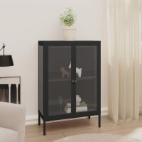 vidaXL Sideboard Schwarz 75x35x105 cm Stahl und Glas