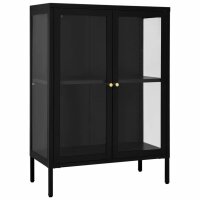 vidaXL Sideboard Schwarz 75x35x105 cm Stahl und Glas