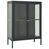 vidaXL Sideboard Anthrazit 75x35x105 cm Stahl und Glas