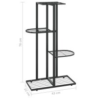 vidaXL Blumenständer 4-Etagen 43x22x76 cm Schwarz Metall