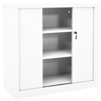 vidaXL Schrank mit Schiebet&uuml;r Wei&szlig; 90x40x90 cm Stahl