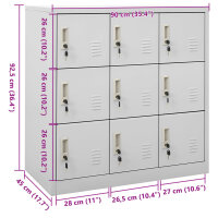 vidaXL Schlie&szlig;fachschrank Hellgrau 90x45x92,5 cm Stahl