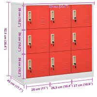 vidaXL Schlie&szlig;fachschrank Hellgrau und Rot 90x45x92,5 cm Stahl