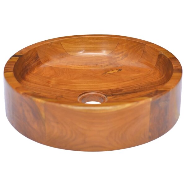 vidaXL Waschbecken Massivholz Teak &Phi;40x10 cm