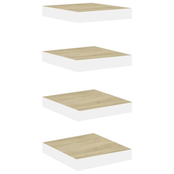 vidaXL Schweberegale 4 Stk. Eichenoptik und Wei&szlig; 23x23,5x3,8 cm MDF