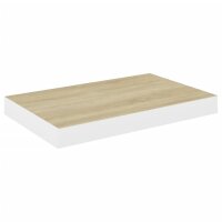 vidaXL Schweberegale 2 Stk. Eichenoptik und Wei&szlig; 40x23x3,8 cm MDF