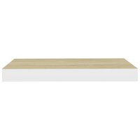 vidaXL Schweberegal Eiche und Wei&szlig; 50x23x3,8 cm MDF