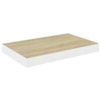 vidaXL Schweberegale 2 Stk. Eiche und Wei&szlig; 50x23x3,8 cm MDF