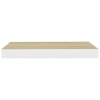 vidaXL Schweberegale 2 Stk. Eiche und Wei&szlig; 50x23x3,8 cm MDF