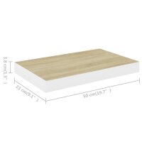 vidaXL Schweberegale 2 Stk. Eiche und Wei&szlig; 50x23x3,8 cm MDF