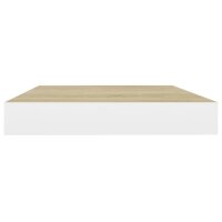 vidaXL Schweberegale 4 Stk. Eiche und Wei&szlig; 50x23x3,8 cm MDF