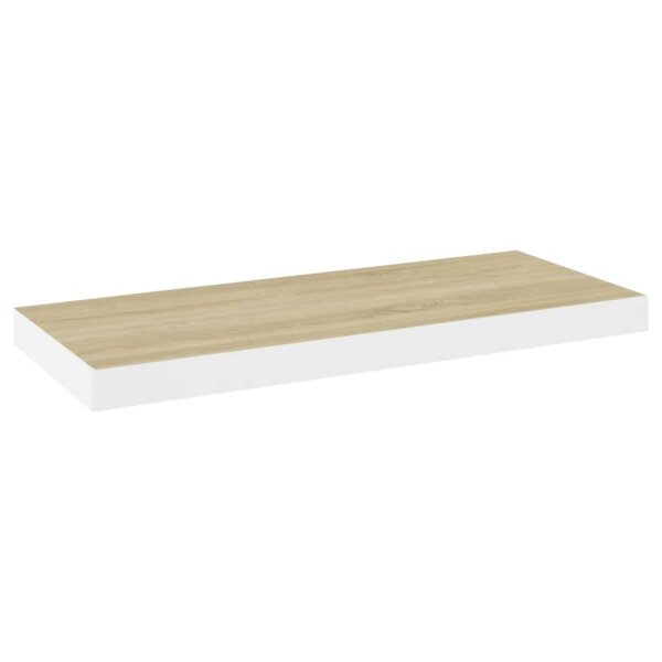 vidaXL Schweberegal Eiche und Wei&szlig; 60x23,5x3,8 cm MDF