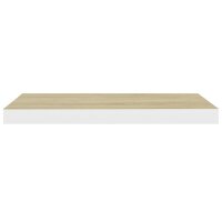 vidaXL Schweberegal Eiche und Wei&szlig; 60x23,5x3,8 cm MDF